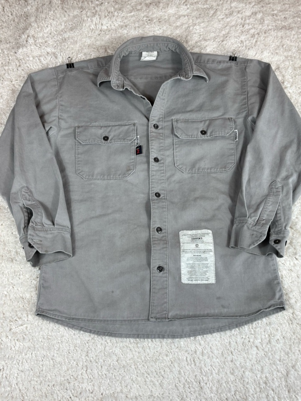 Magid FR HRC 2 Flame Resistant Gray Work Shirt Medium Regular NFPA 70E